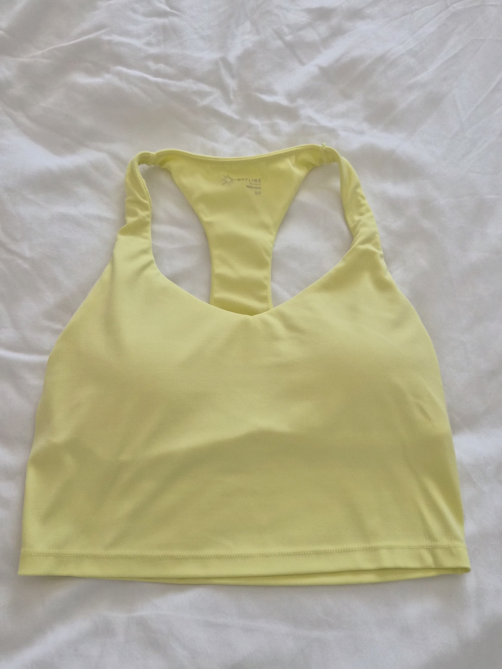 Offline by Aerie Yellow Halter Cropped Sports Bra Tank Size Small
